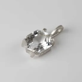 . Prong-set Silver and Hexagon Arkansas Quartz Pendant