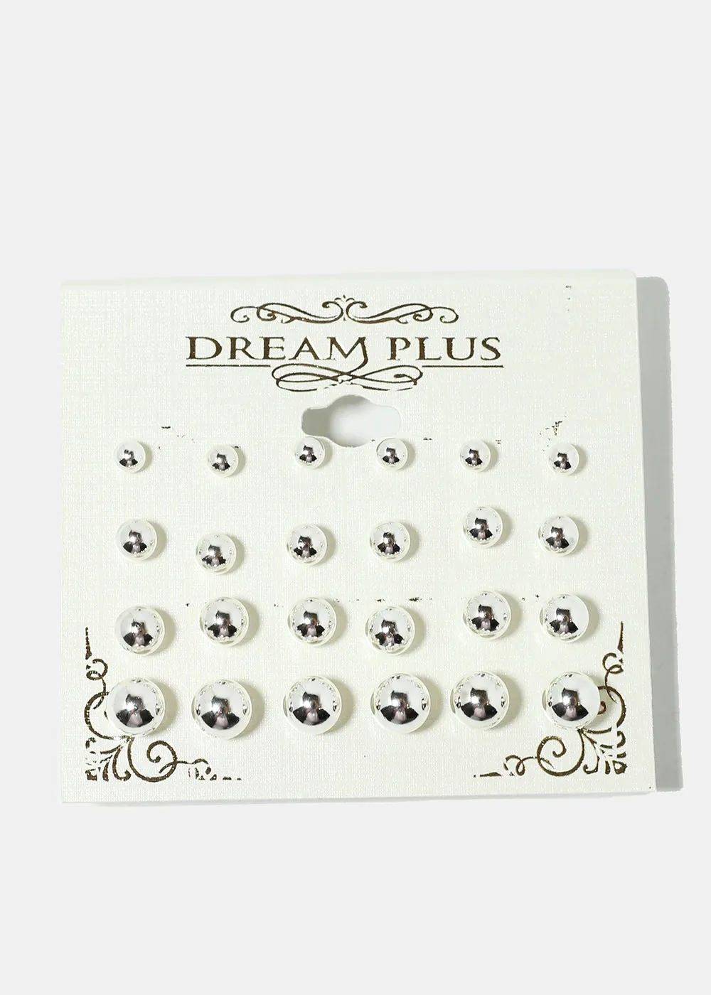 12-Pair Ball Stud Earrings