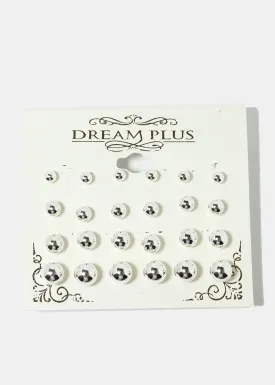12-Pair Ball Stud Earrings