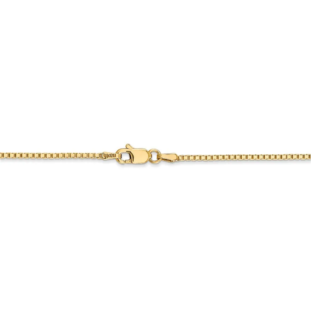 1.25mm, 14k Yellow Gold, Solid Box Chain Necklace