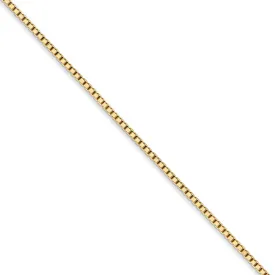 1.25mm, 14k Yellow Gold, Solid Box Chain Necklace