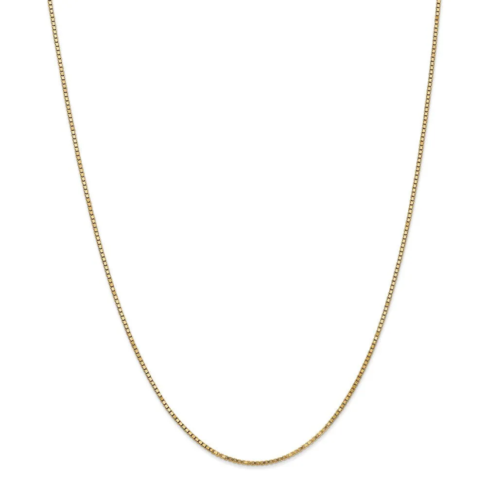 1.25mm, 14k Yellow Gold, Solid Box Chain Necklace