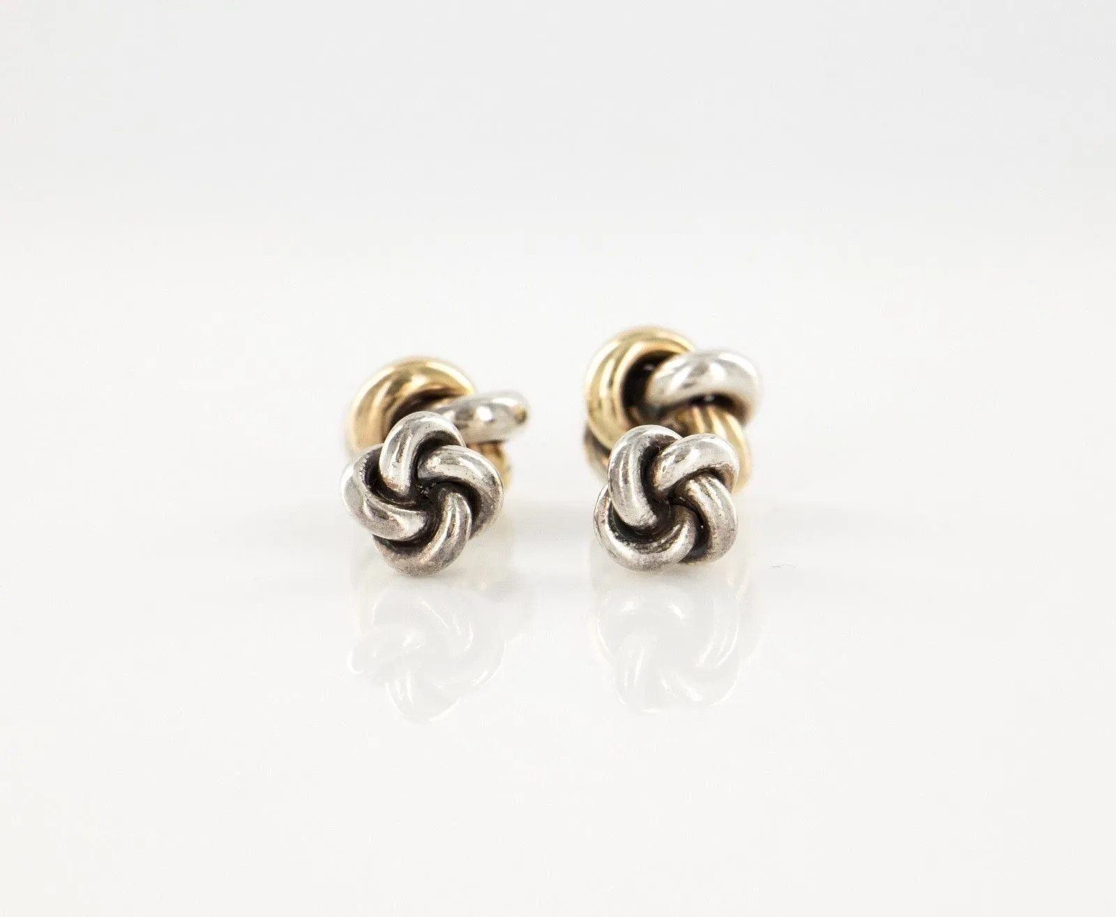 14 KT Yellow Gold 925 Sterling Silver Knot Cufflinks