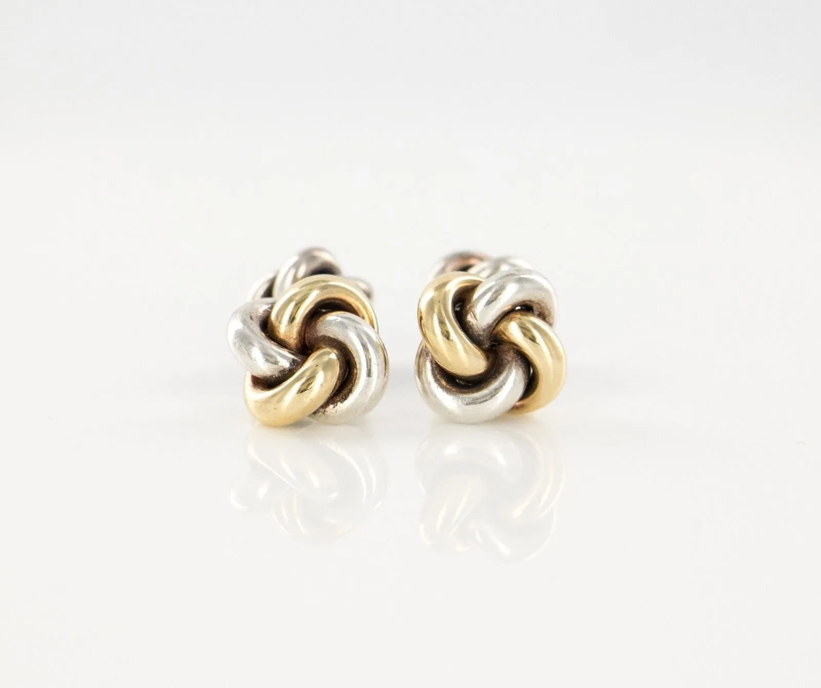 14 KT Yellow Gold 925 Sterling Silver Knot Cufflinks
