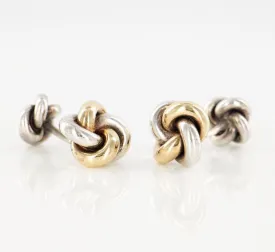 14 KT Yellow Gold 925 Sterling Silver Knot Cufflinks