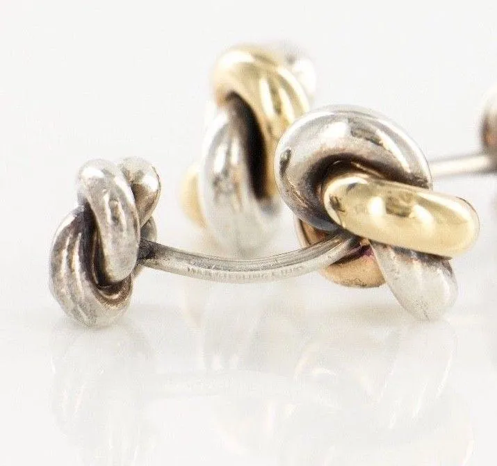 14 KT Yellow Gold 925 Sterling Silver Knot Cufflinks