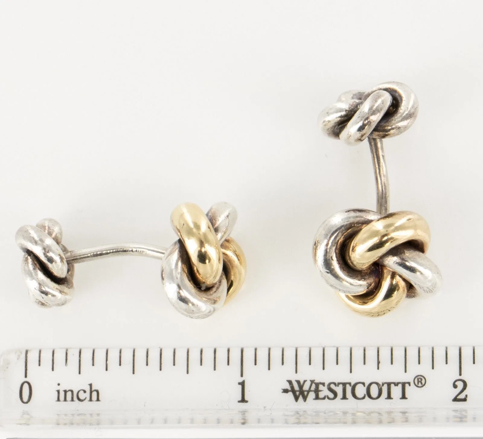 14 KT Yellow Gold 925 Sterling Silver Knot Cufflinks