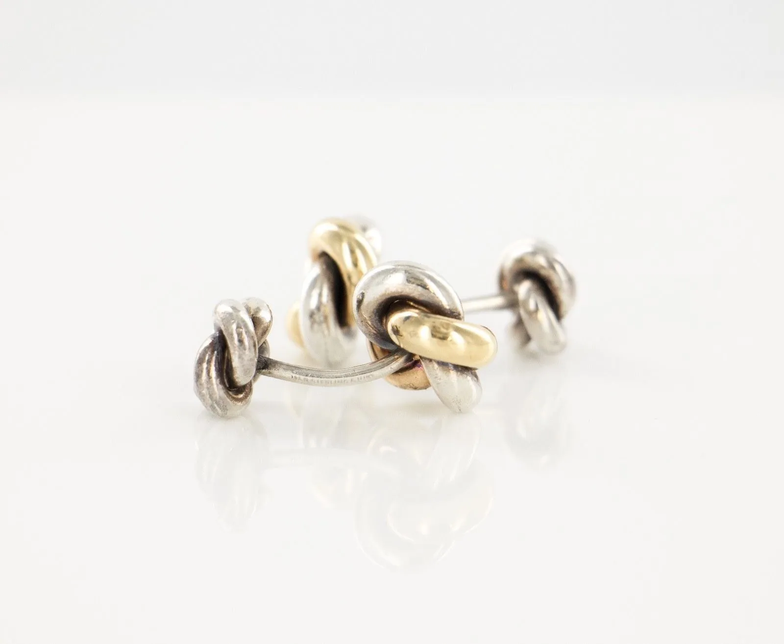 14 KT Yellow Gold 925 Sterling Silver Knot Cufflinks