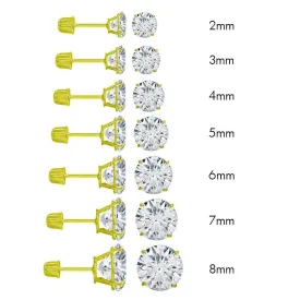 14E00001. - 14 Karat Yellow Gold Screw Back Round Stud Earring