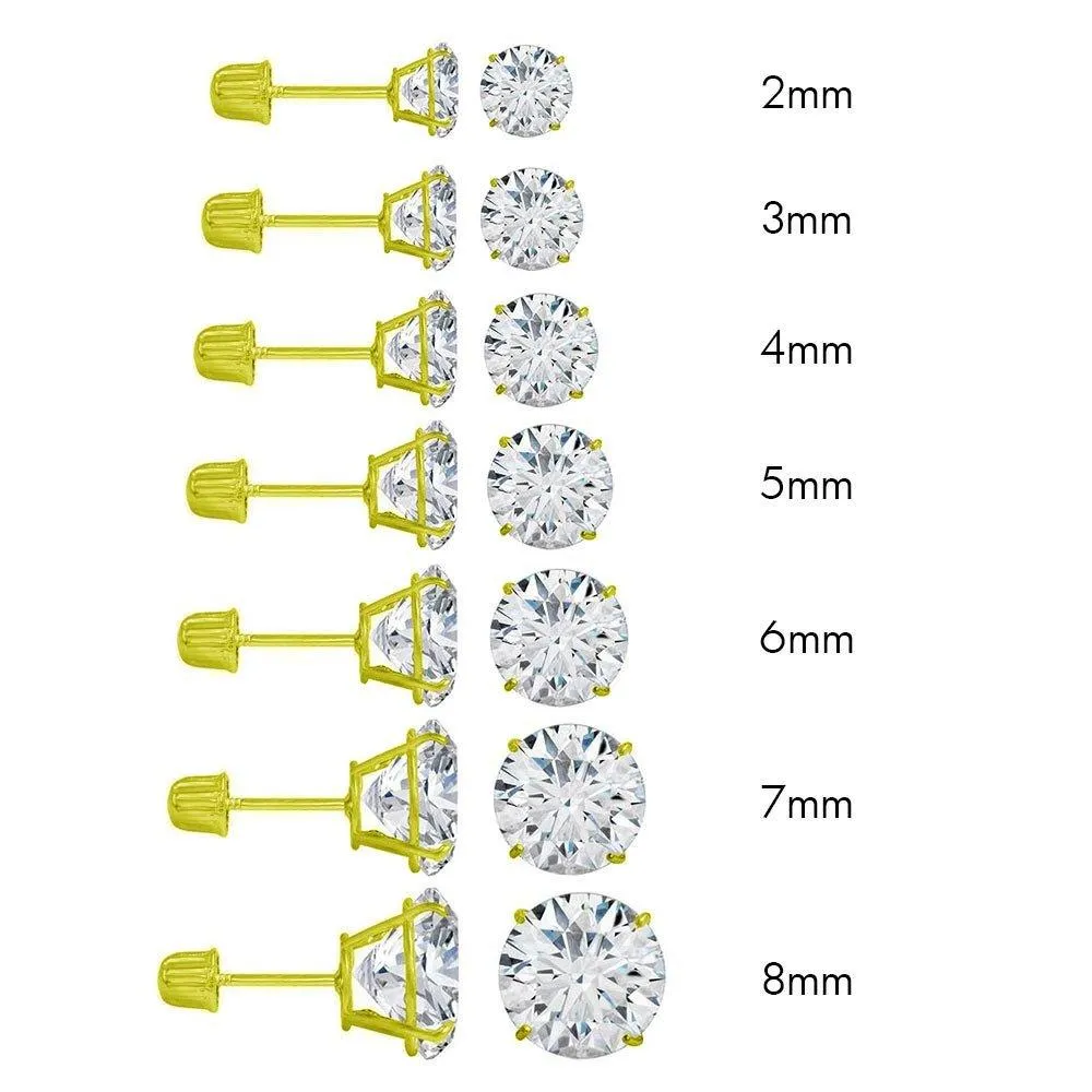 14E00001. - 14 Karat Yellow Gold Screw Back Round Stud Earring