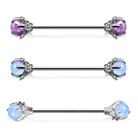 14G Dragon Claw Industrial Barbell Opal Ball Industrial Piercing