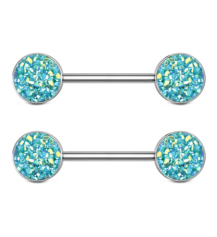 14G Green Druzy Nipple Ring Barbell
