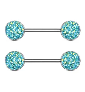 14G Green Druzy Nipple Ring Barbell