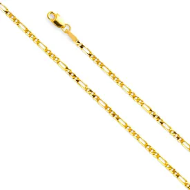 14K Gold 2.3mm Figaro 3 1 Chain