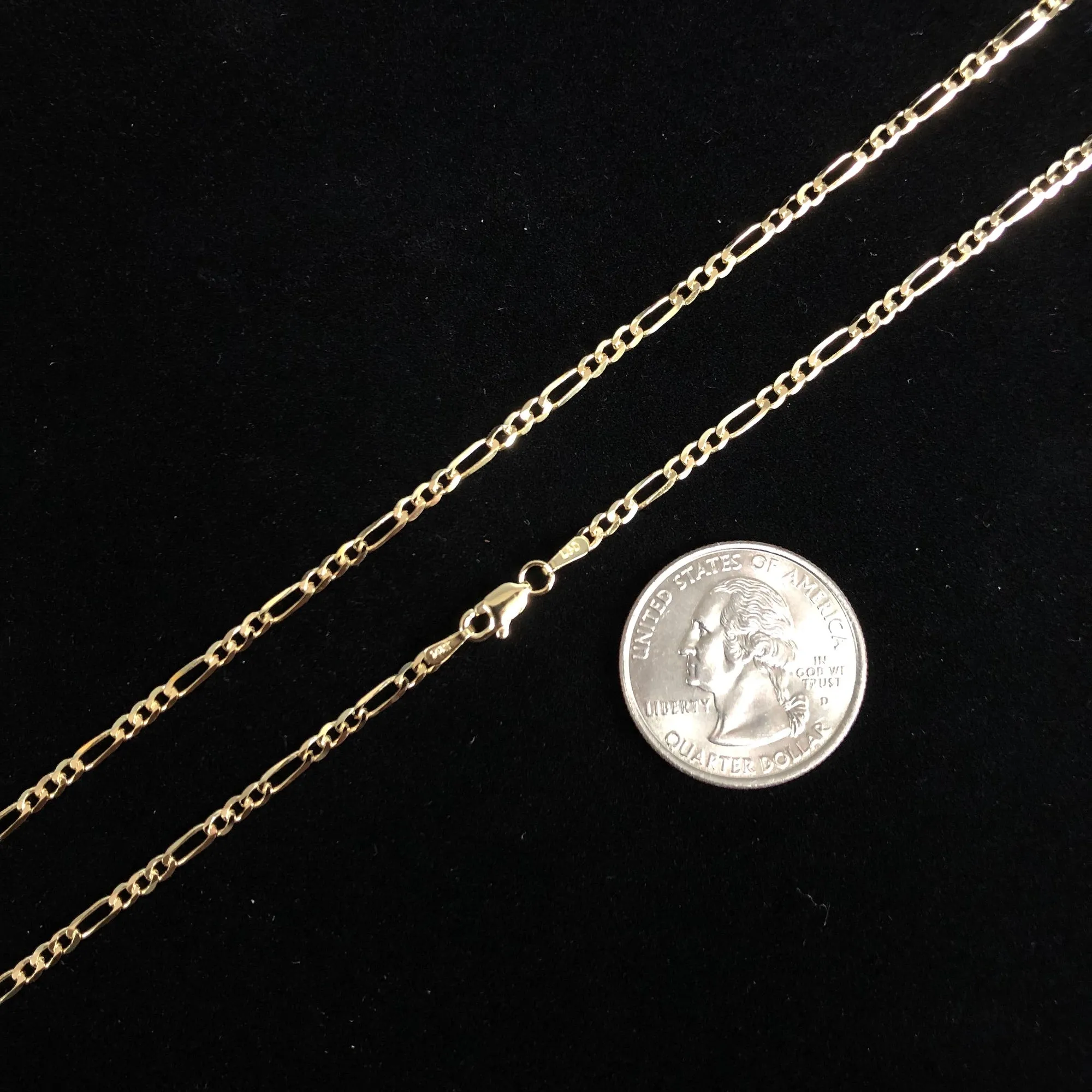 14K Gold 2.3mm Figaro 3 1 Chain
