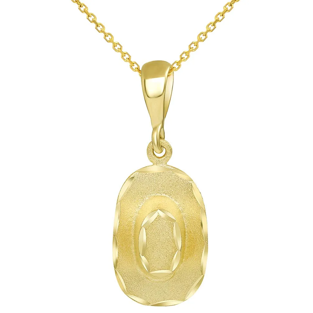 14k Gold Detailed 3D Western Cowboy Hat Pendant Necklace - Yellow Gold