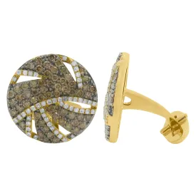 14K GOLD DIAMOND AND CHAMPAGNE DIAMOND DREW CUFFLINKS