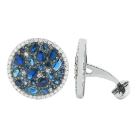 14K GOLD DIAMOND AND SAPPHIRE GABRIEL CUFFLINKS