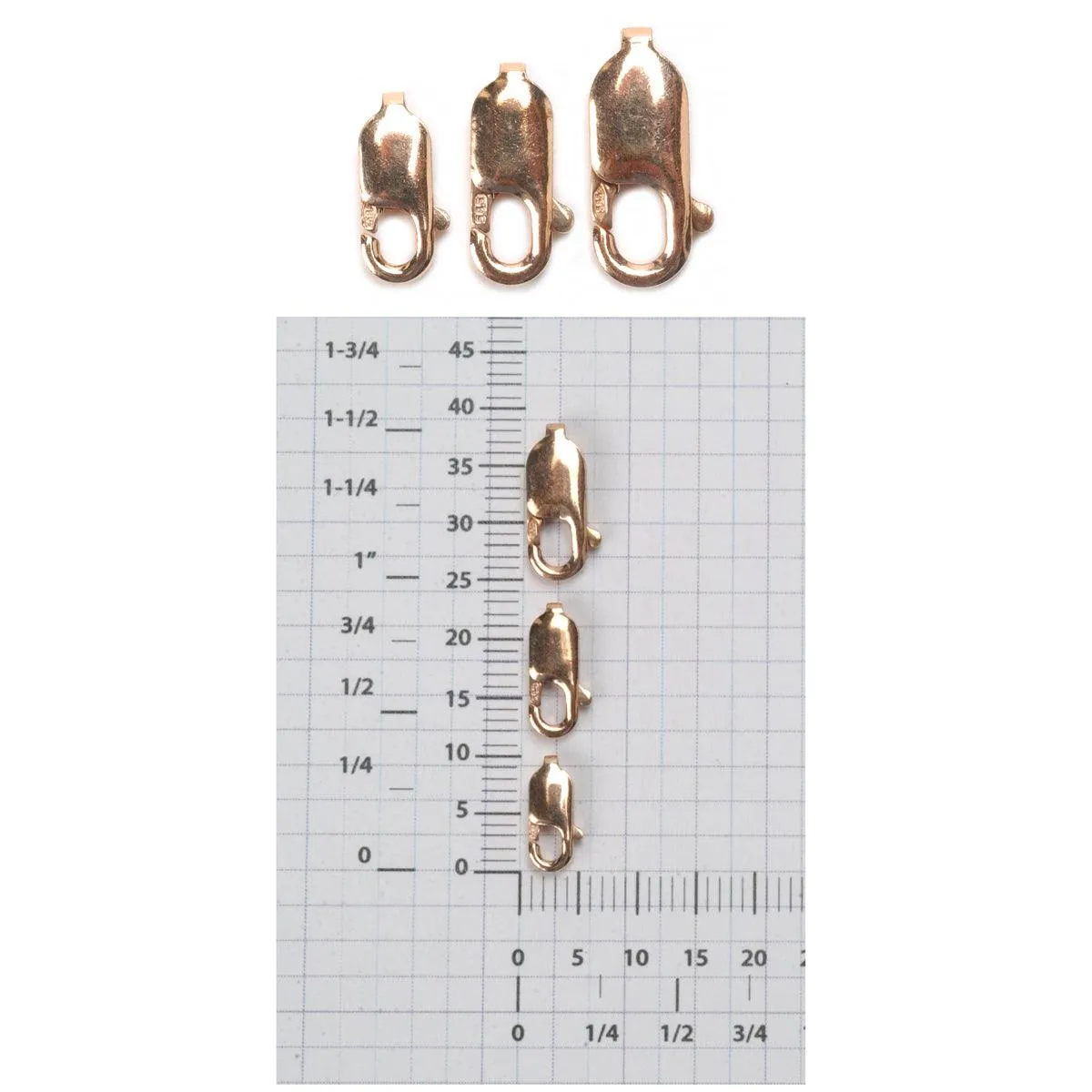14K Pink (Rose) Gold Lobster Claw Clasp 13.75 x 5.25mm
