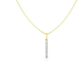 14K Yellow Gold .06ct Diamond Bar Necklace