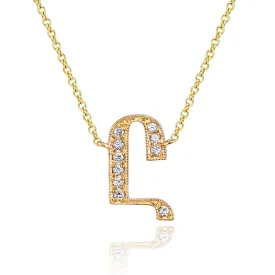 14K Yellow Gold Armenian Initial Diamond Necklace
