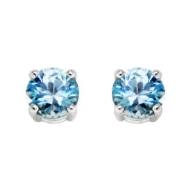 14kt White Gold 4mm Lt Blue Montana Sapphire Stud Earrings