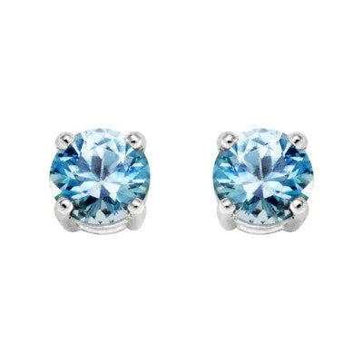 14kt White Gold 4mm Lt Blue Montana Sapphire Stud Earrings