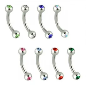16G Double Gem Eyebrow Rings