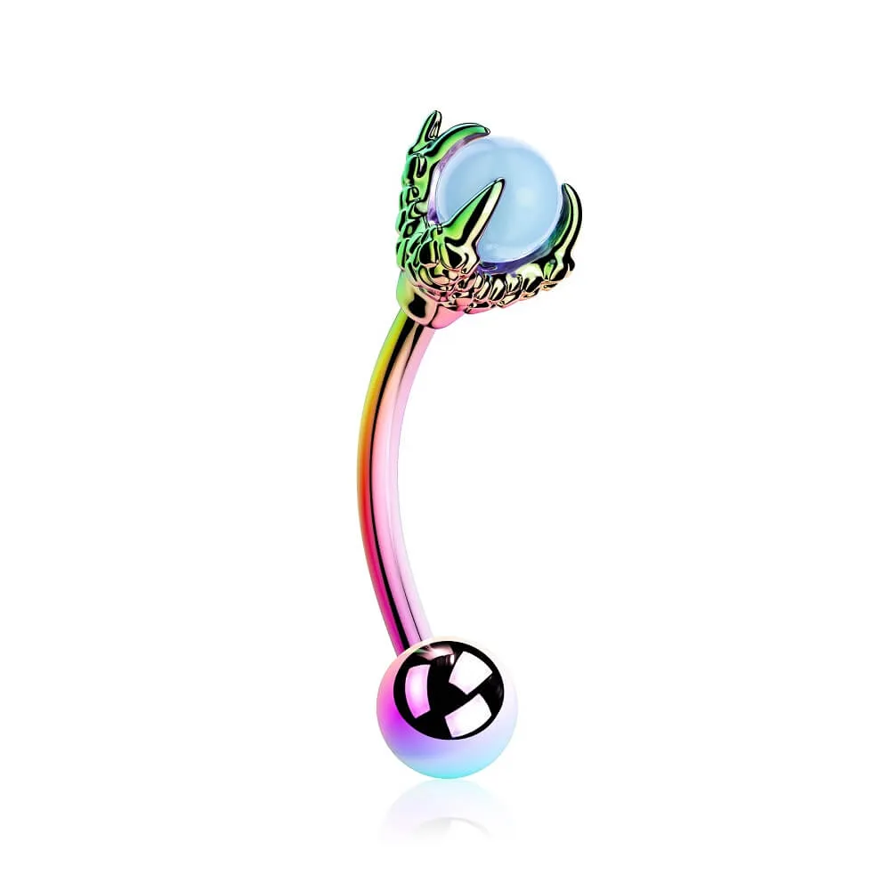 16G Opalite Three Dragon Claws Rook Earrings Eyebrow Rings