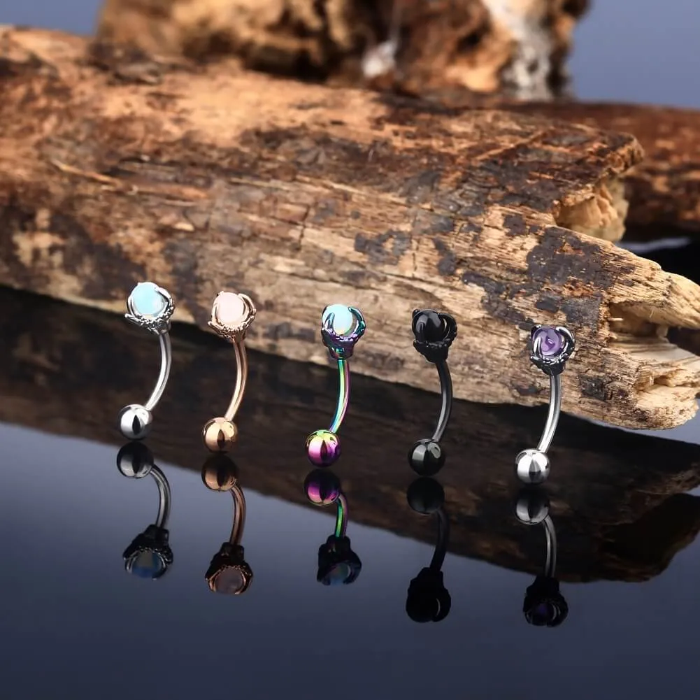 16G Opalite Three Dragon Claws Rook Earrings Eyebrow Rings