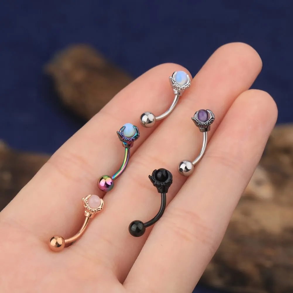 16G Opalite Three Dragon Claws Rook Earrings Eyebrow Rings