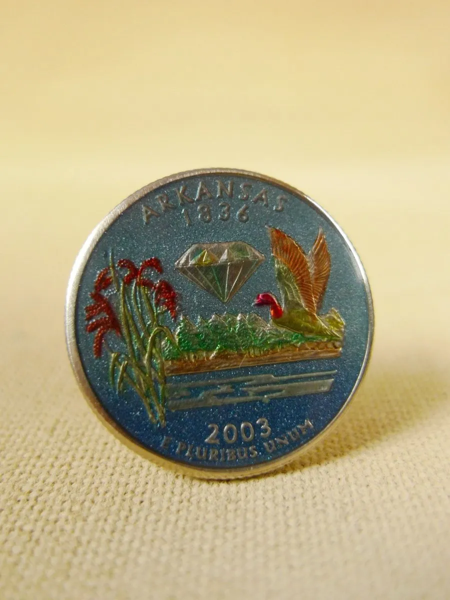 18/1129 brand new benson and clegg usa state quarter arkansas coin cufflinks rrp £100 (cc2055)