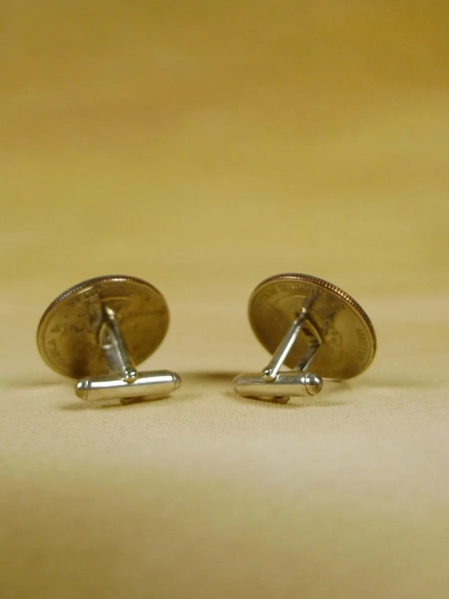 18/1129 brand new benson and clegg usa state quarter arkansas coin cufflinks rrp £100 (cc2055)