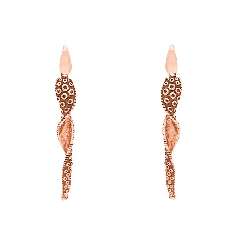 18ct Rose Gold Tentacle Twist Drop Earrings