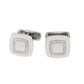 18ct White Gold Cushion Shaped Diamond Set Cufflinks