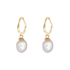 18kt Gold 6mm Keshi Pearl Drop Earrings