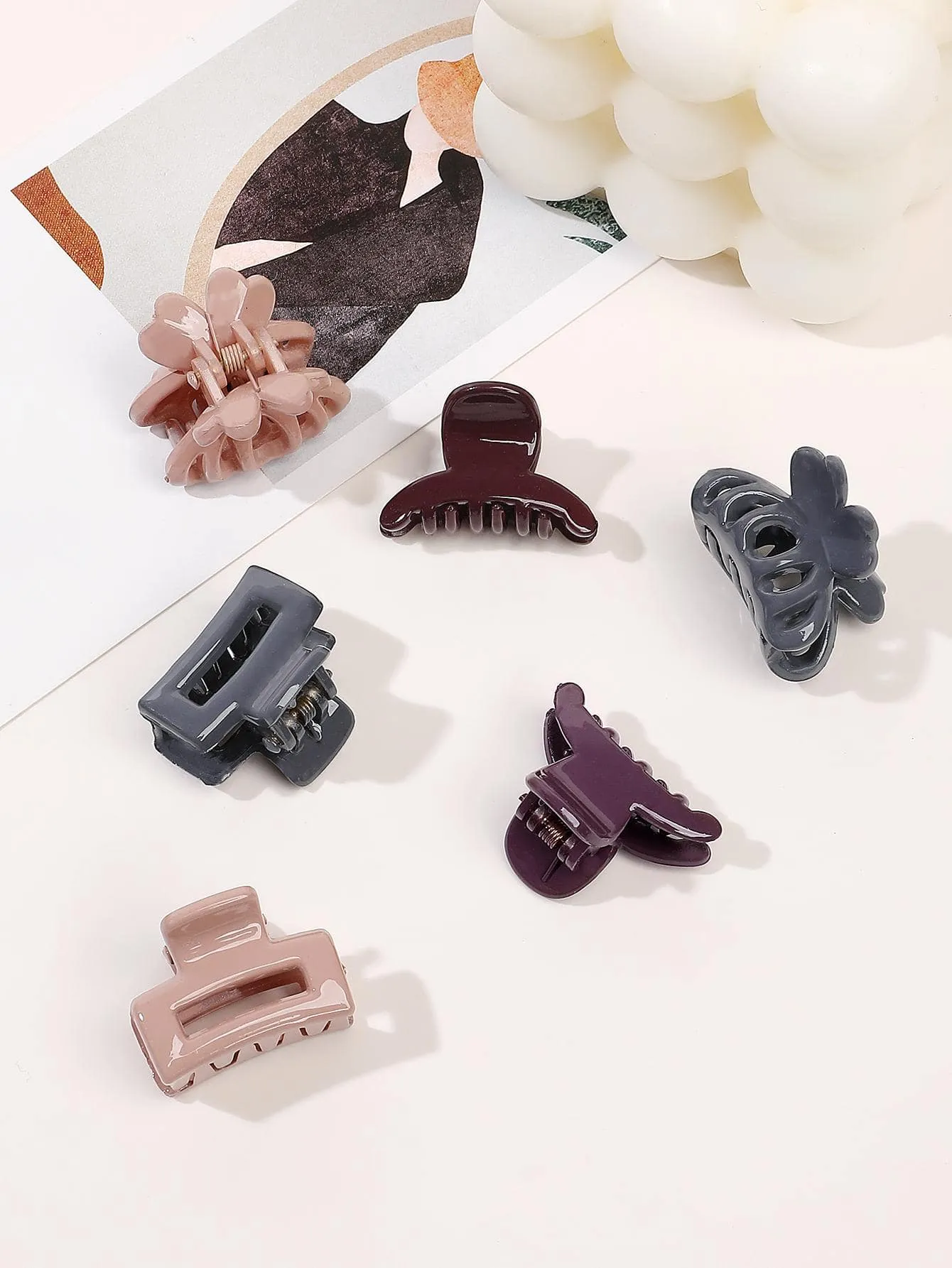 18pcs Solid Matte Hair Claw Flower Claw