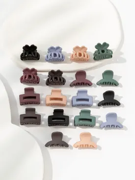 18pcs Solid Matte Hair Claw Flower Claw