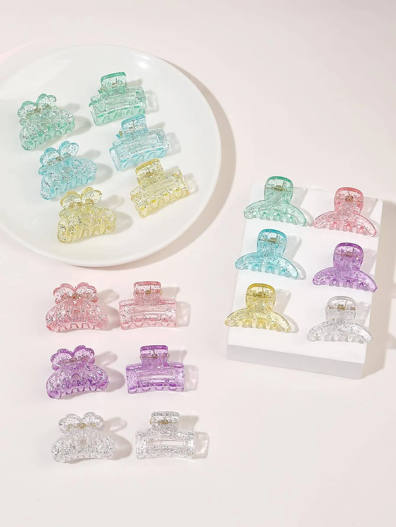 18pcs Solid Matte Hair Claw Flower Claw