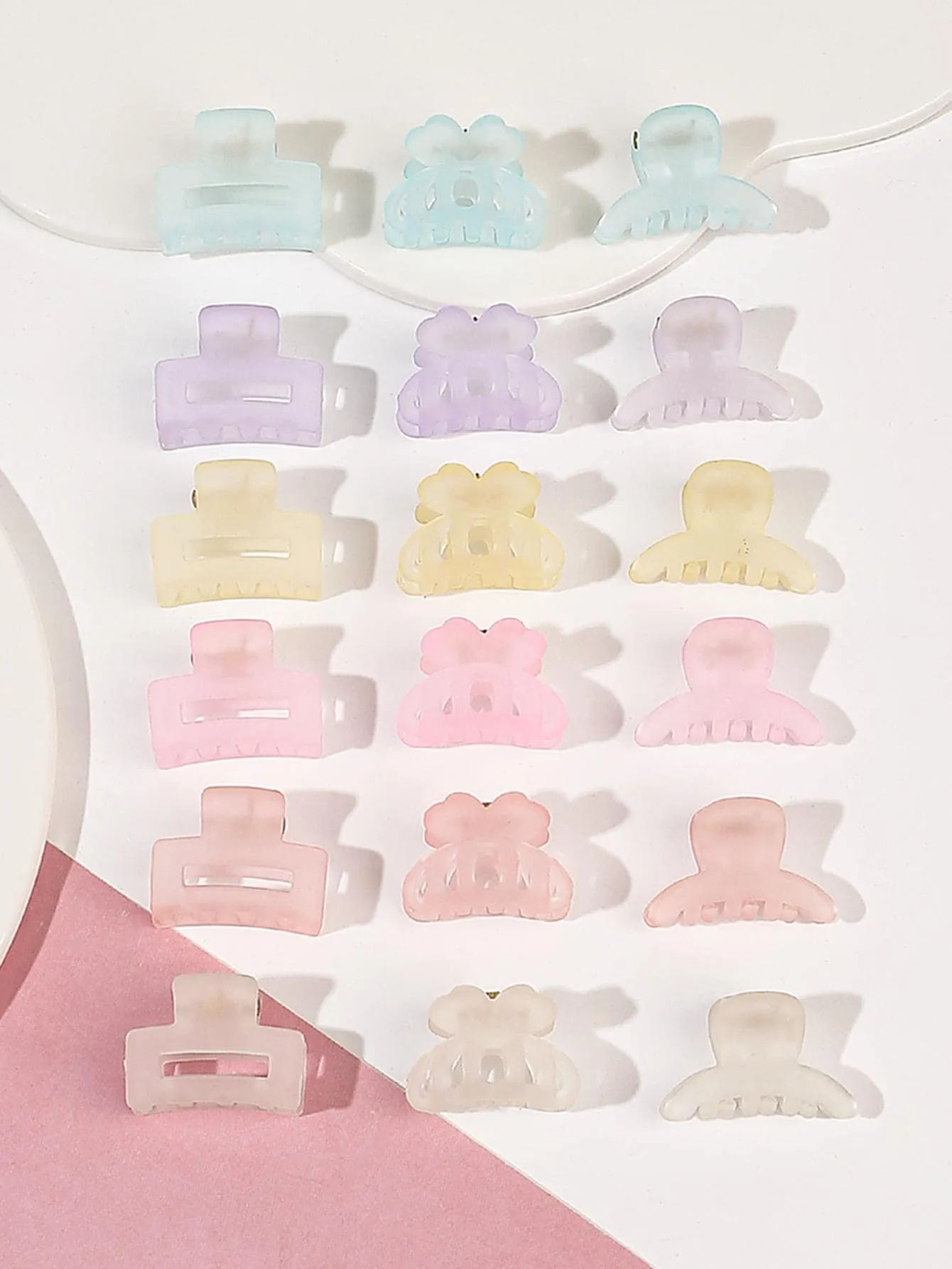 18pcs Solid Matte Hair Claw Flower Claw