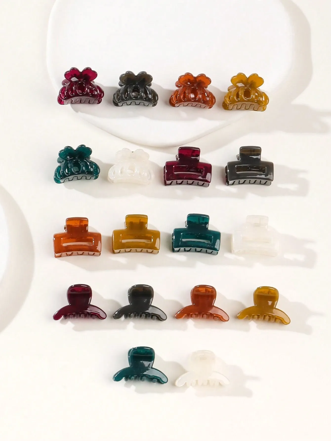 18pcs Solid Matte Hair Claw Flower Claw