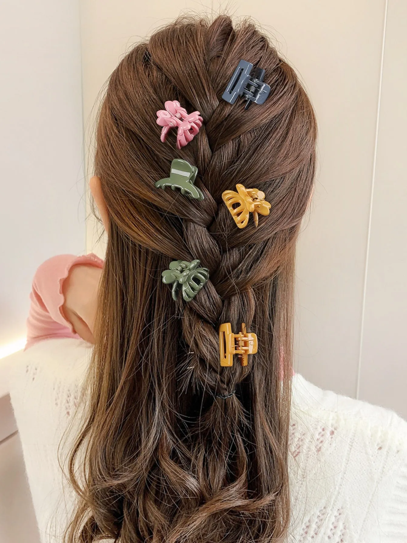 18pcs Solid Matte Hair Claw Flower Claw