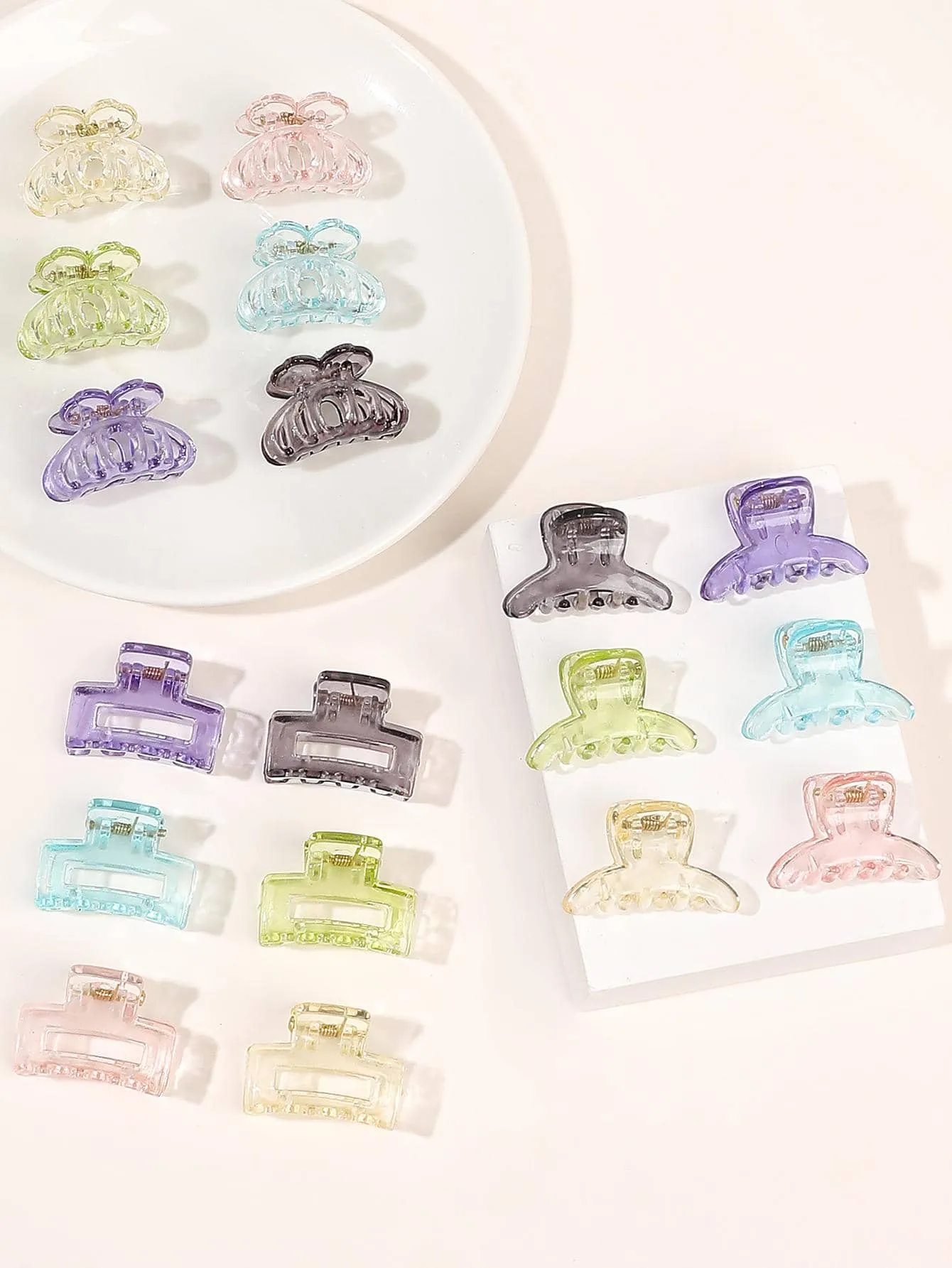 18pcs Solid Matte Hair Claw Flower Claw