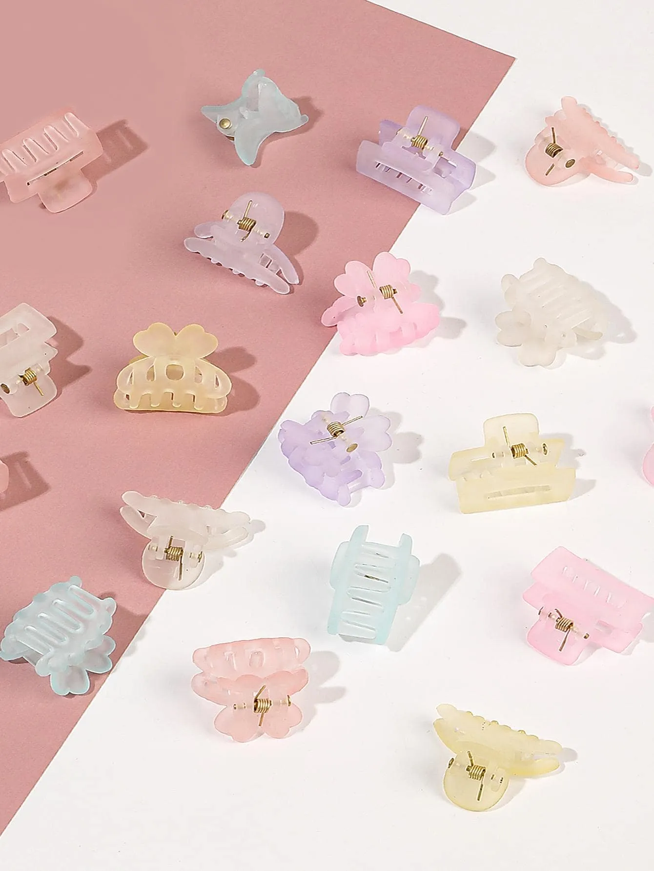 18pcs Solid Matte Hair Claw Flower Claw