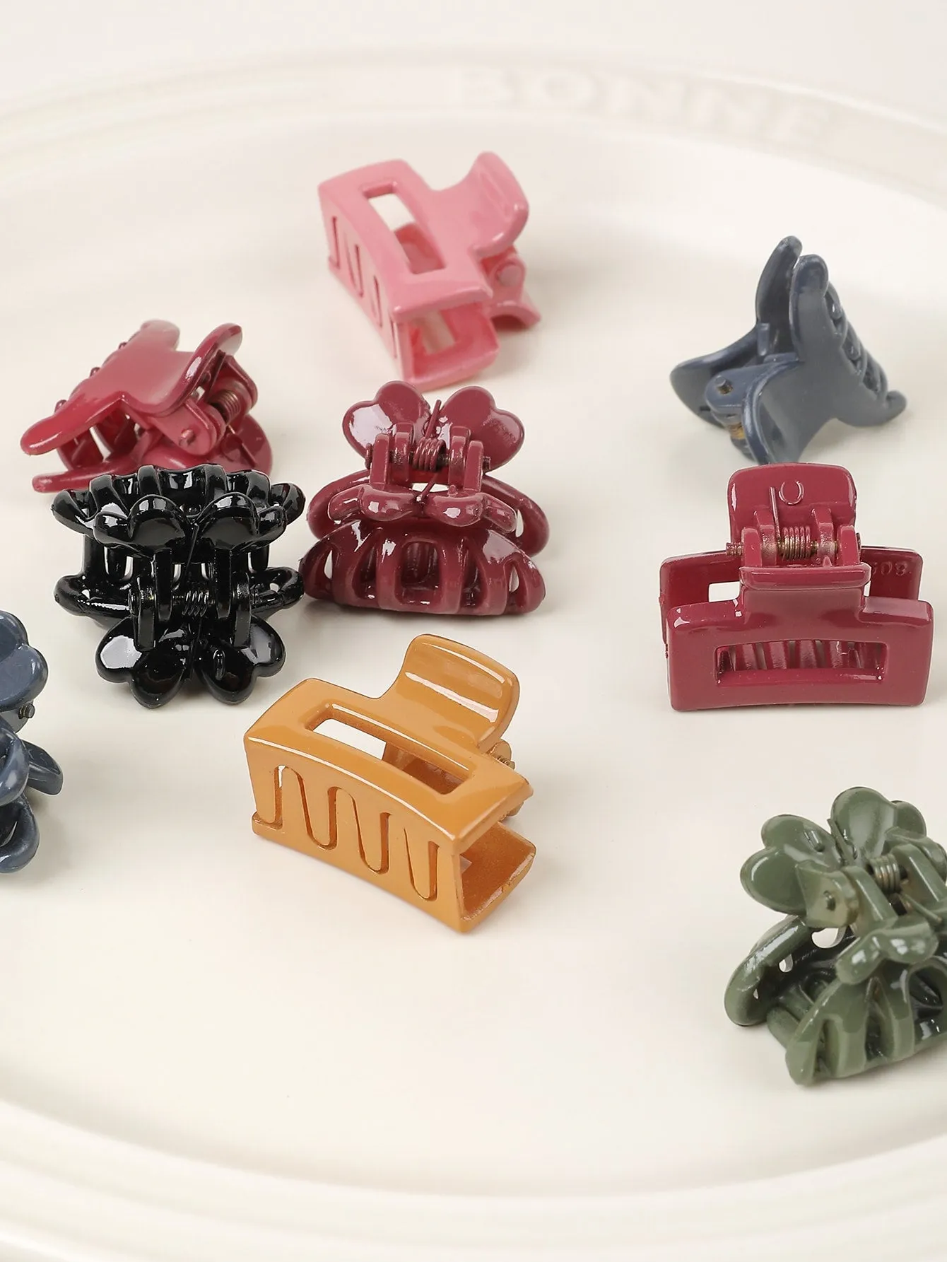 18pcs Solid Matte Hair Claw Flower Claw