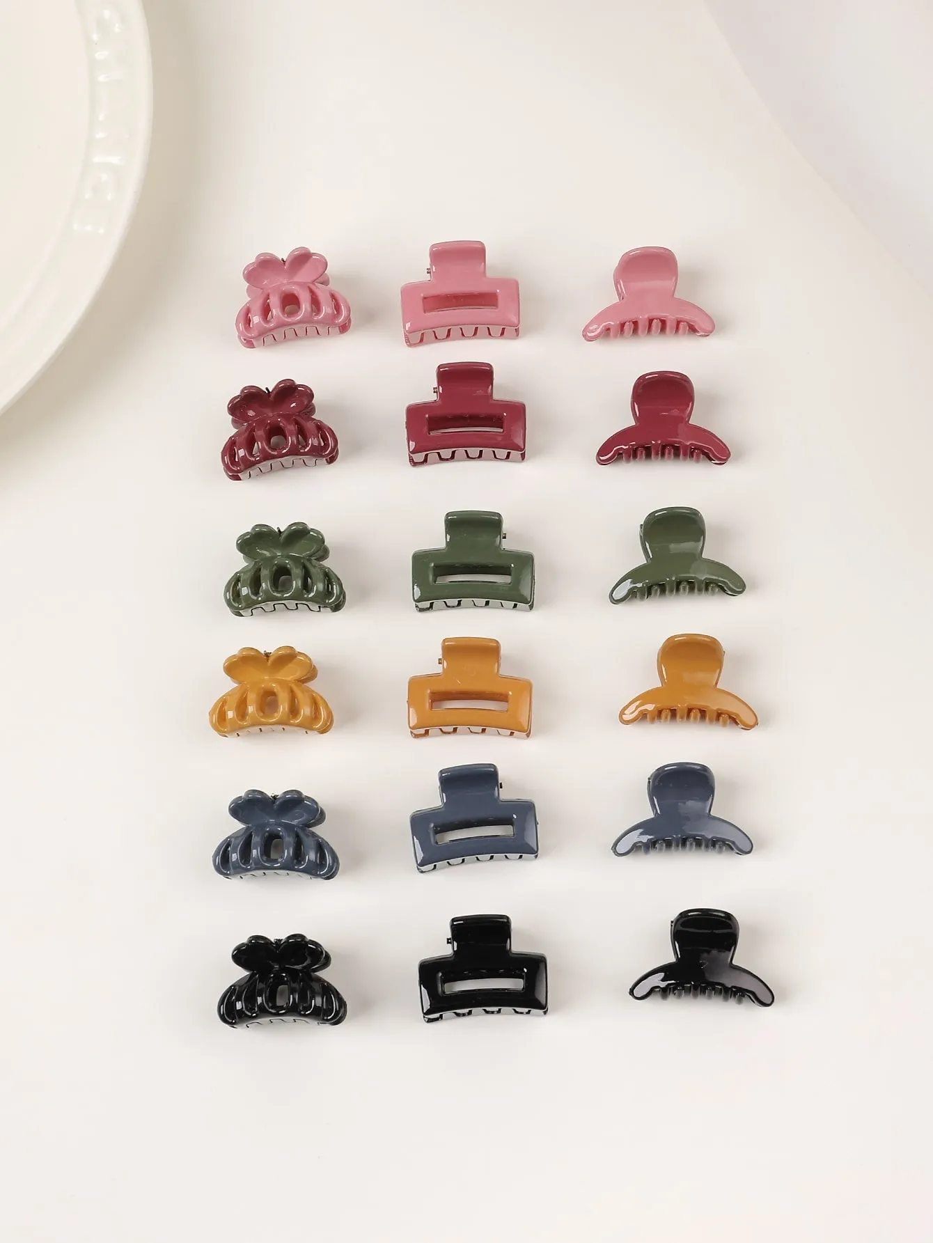 18pcs Solid Matte Hair Claw Flower Claw