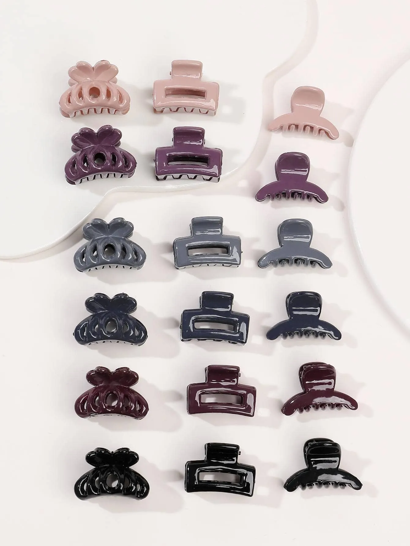 18pcs Solid Matte Hair Claw Flower Claw