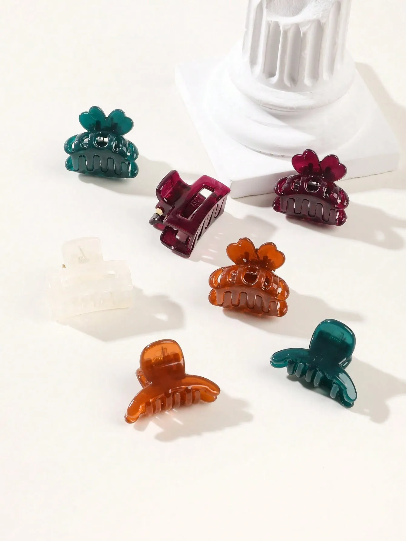 18pcs Solid Matte Hair Claw Flower Claw