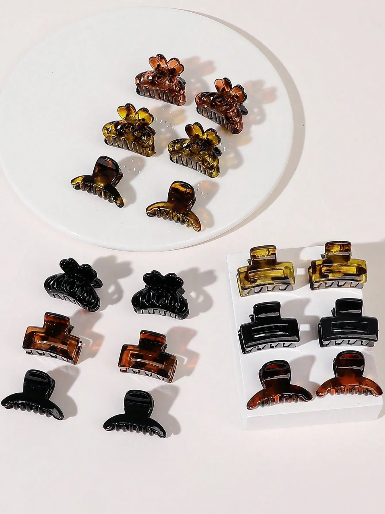 18pcs Solid Matte Hair Claw Flower Claw