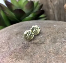22 Caliber Rifle Brass Bullet Head Stud Earrings - Deer
